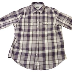 Ridgecut Toughwear Womens XL Purple Plaid L Sleeve Double Layered Button Flannel